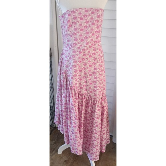 Tuckernuck Hyacinth House Assymetrical Ruffle Floral Camellia Strapless Dress L - Picture 2 of 10